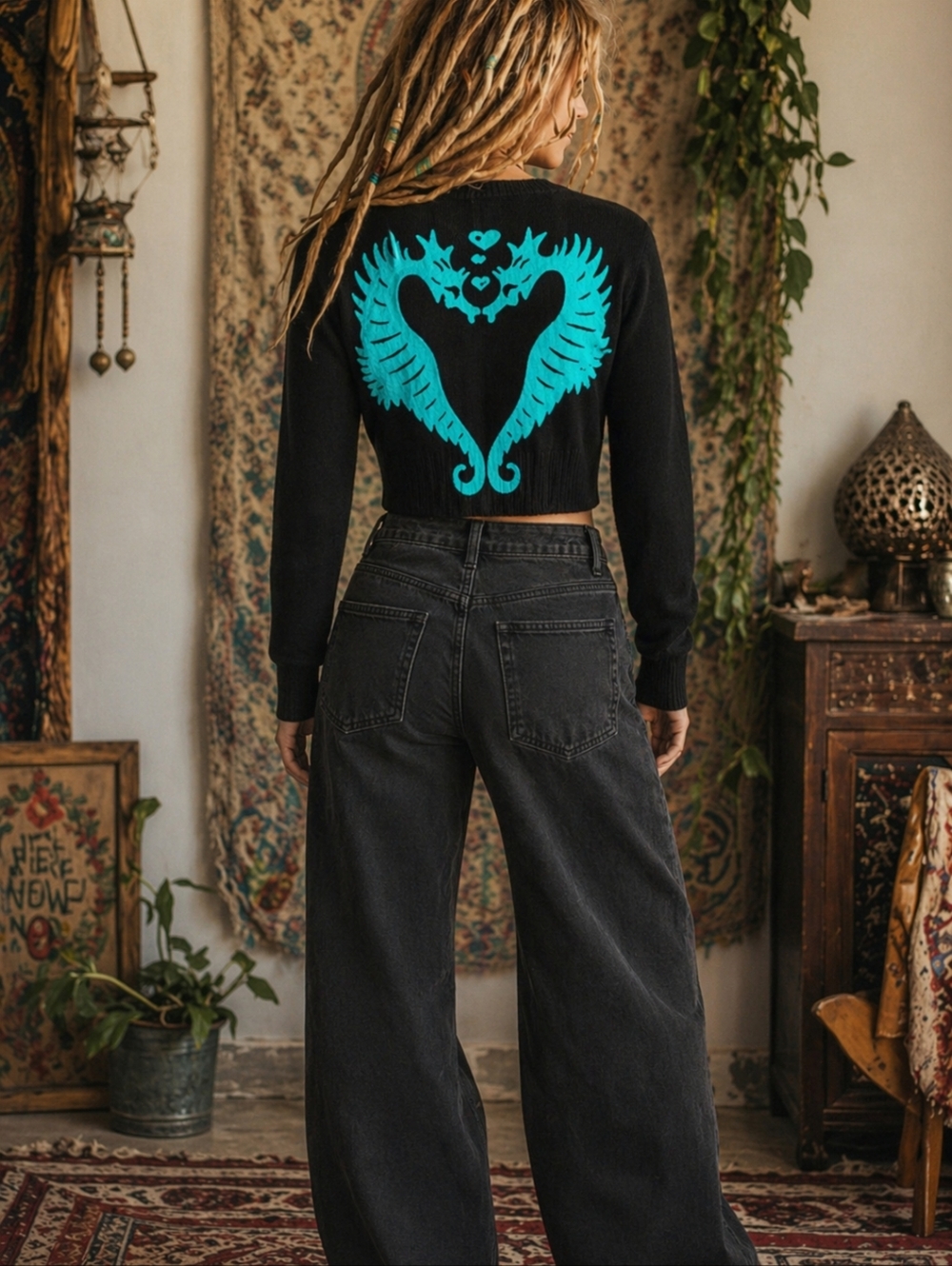 Too Fast Sea Garden Octopus Shark Seahorse Sweater Tattoo Cropped Cardigan Sz M